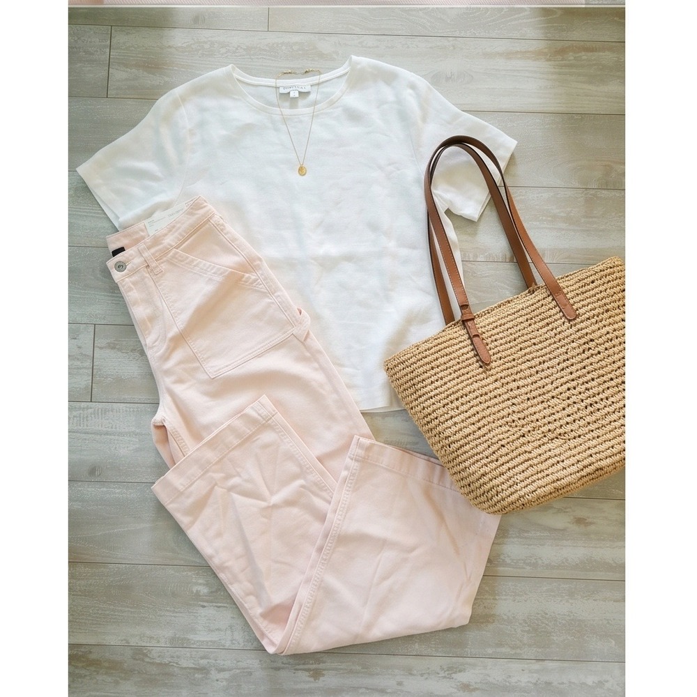American Eagle 6 Super High-Rise Baggy Wide Leg Jeans Pale Pink 28W NWT - Picture 13 of 16